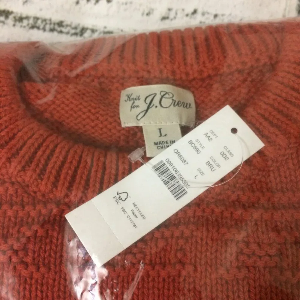 J. Crew Cotton sweater in combination guernsey stitch L